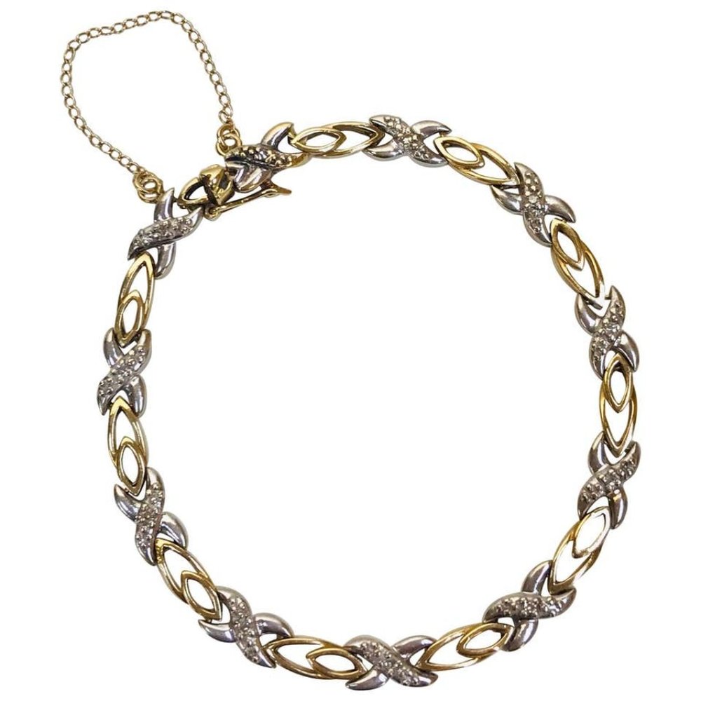 Yellow and White Gold Diamond Tennis Bracelet